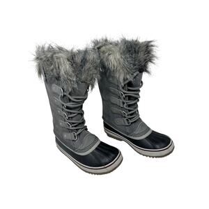 Sorel Joan of Arctic Winter Boots Grey Faux Fur Waterproof Snow Boots Size 7